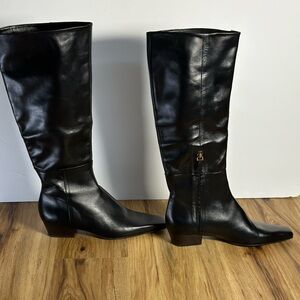 Brand new Massimo Dutti Black Leather High Boots - Size 38 (EU), 7.5 (US)